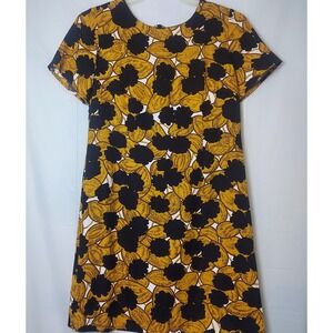 Molly Bracken Premium Floral Print Mini Dress -‎ Yellow Black Women's Small